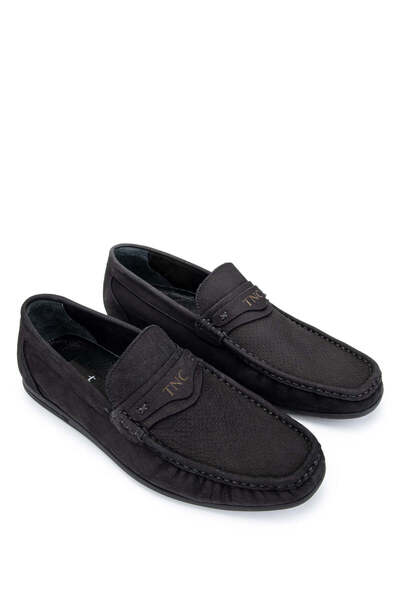 Tamer Tanca Genuine Leather Black Nubuck Men's Loafer