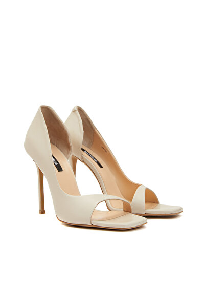 Network Bej Kadın Deri Topuklu Ayakkabı