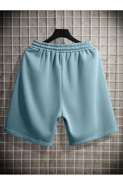 MODARİCH Σορτς Brooklyn New York - Baby Blue εμπριμέ ψηλόμεσο πλεκτό με τσέπες
