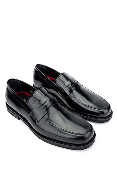 Tamer Tanca Men's Genuine Leather Black Opening Moccasin Shoes