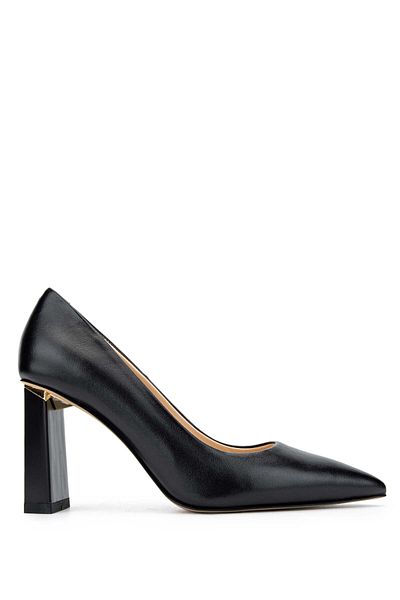 Tamer Tanca Genuine Leather Black Women's Heeled Shoes