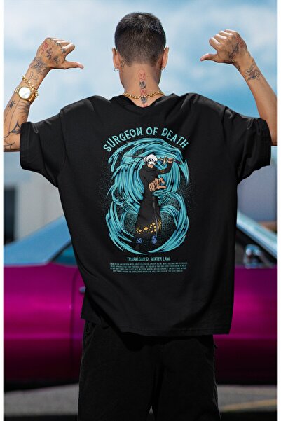 Fuddy Moda Oversize One Piece Trafalgar Water Law Back Printed T-shirt, Unisex Anime Printed T-shirt