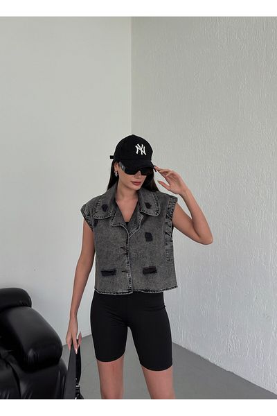 SOLİS MODA Women's Denim Vest