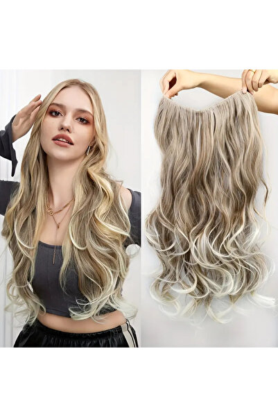 AKOLİFE Kumral Balyajlı Platin Ombre U Part Geniş Yarım Ay Çıt Çıt  Postiş - ...
