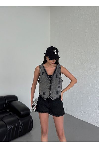SOLİS MODA Women's Denim Vest