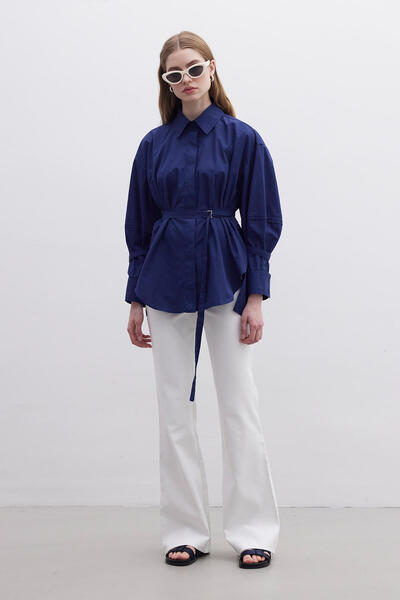 Manuka KEMER DETAYLI GÖMLEK LACİVERT