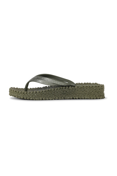 Ilse Jacobsen Army Cheerful13 - Green Platform Flip Flops