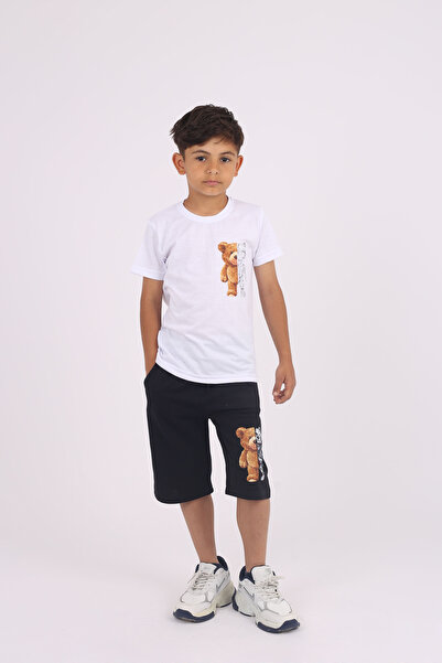 Çiggo Kids Robotic Teddy Bear Pattern - 100% Cotton Crew Neck Set