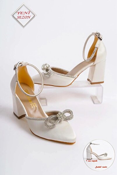 BAKGİY Pantofi cu toc pentru femei din satin de sidef Stoned - BG1042-119-0020