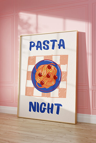 Vinca Prints Pasta Night Poster, Estetik Mutfak Posteri