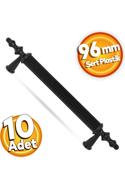 NE10 Çekmece Mutfak Dolap Kapak Kulpu Kulbu 96 mm Siyah Sert Plastik Kulp 10 ...