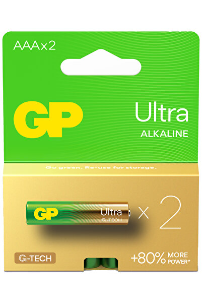 GP Batteries G-TECH Ultra Alkalin İnce LR03 - AAA Boy 1.5V Pil 2'li Kart