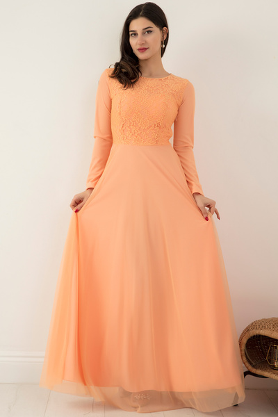 PULLIMM Βραδινό φόρεμα με λεπτομέρεια από τούλι με δαντέλα - 3456-3