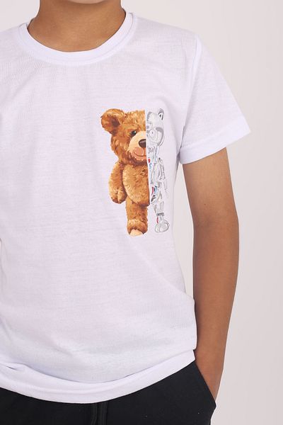 COSBA kids wear Robotic Teddy Bear Printed Bicycle Collar 100% Cotton Bottom-Top Set