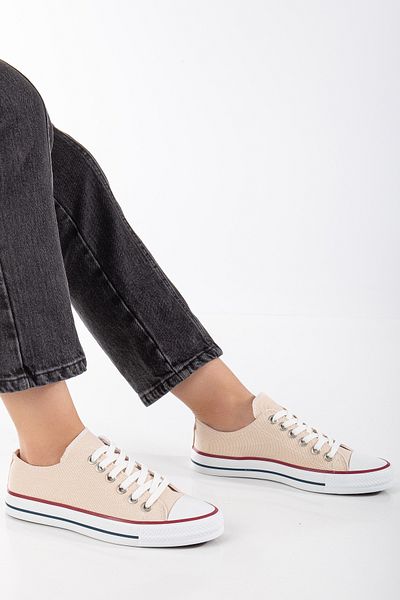 MİSSWEMODASHOES Beige Linen Unisex Sneakers - Cnv Model