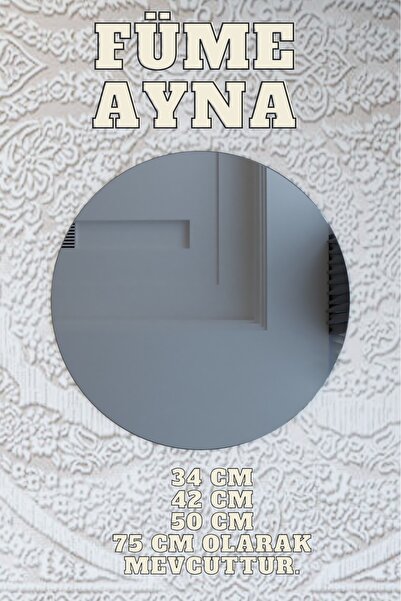 Puklife Tekli Füme Yuvarlak Sehpa aynası