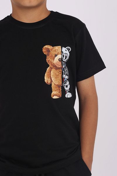 COSBA kids wear Robotic Teddy Bear Printed Bicycle Collar Cotton Bottom-Top Set