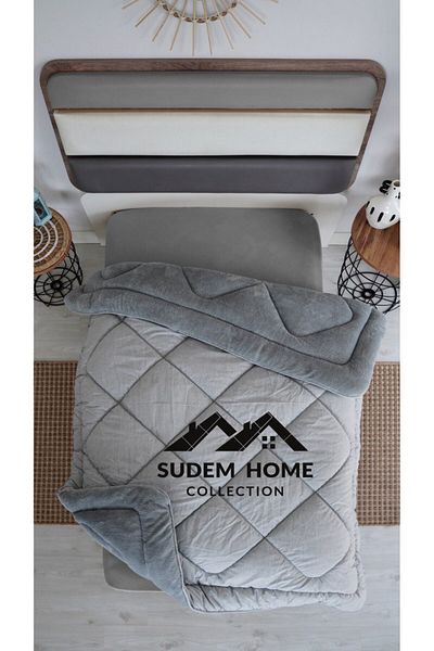 Sudemhome Double-Sided Single Welsoft Quilt Fluffy Soft Wellsoft Quilt 155*215 Gray