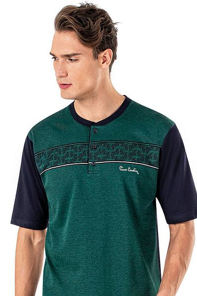 Pierre Cardin 6018 Σετ Ανδρικές Πιτζάμες - Ζακάρ, Κοντό μανίκι και Σορτς, Σετ 3 τεμ