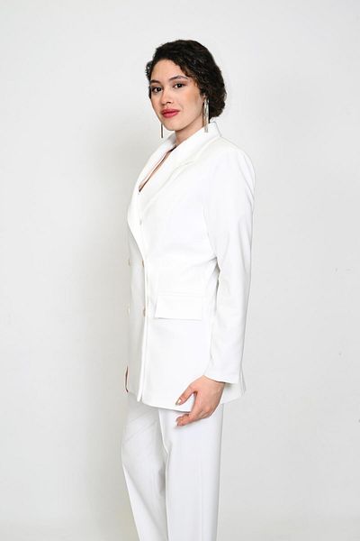 DEFİLE LUX Ecru Long Jacket and Trousers Set - Official Series