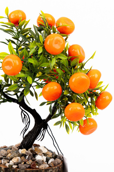 YAPAY ÇİÇEKÇİNİZ Artificial Bonsai Tree in Stone Detailed Wooden Pot