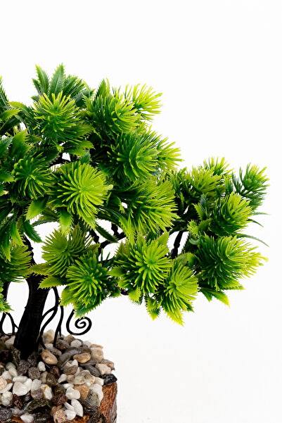 YAPAY ÇİÇEKÇİNİZ Artificial Bonsai Tree in Stone Detailed Wooden Pot