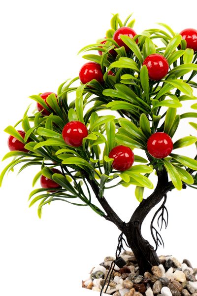 YAPAY ÇİÇEKÇİNİZ Artificial Bonsai Tree in Stone Detailed Wooden Pot