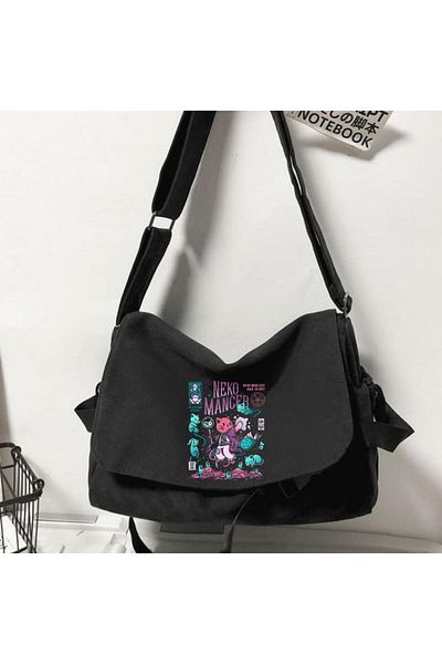 Toum Geantă unisex neagră Neko Mancer Messenger - Noua colecție