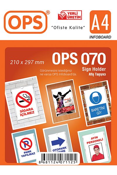 Ops DP 070 СТЕНЕН СТОЙКА ЗА ПЛАКАТИ A4, СТЕННА, ПОДЛОЖКА ЗА ПРЕДУПРЕЖДИТЕЛНИ ЗНАЦИ