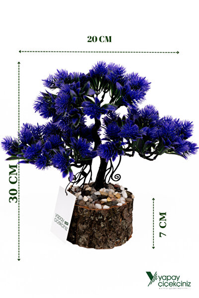 YAPAY ÇİÇEKÇİNİZ Taş Detaylı Odun Saksıda Yapay Bonsai Ağacı