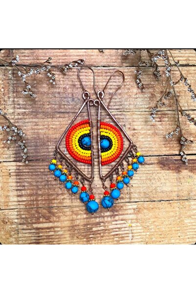 Birtakı'm Şeyler Authentic Copper Wire Wrap Handmade Earrings
