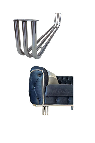 BafArt Metal Mobilya Ayağı Üç Boru Model 90*15 Cm Krom 2 Adet
