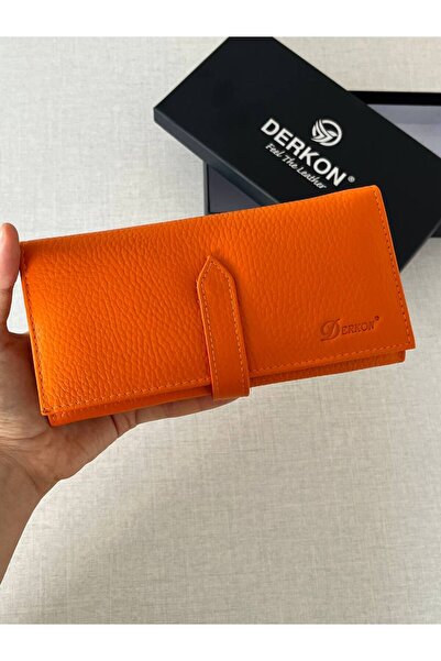 DERKON Orange Genuine Leather Polite Women's Wallet