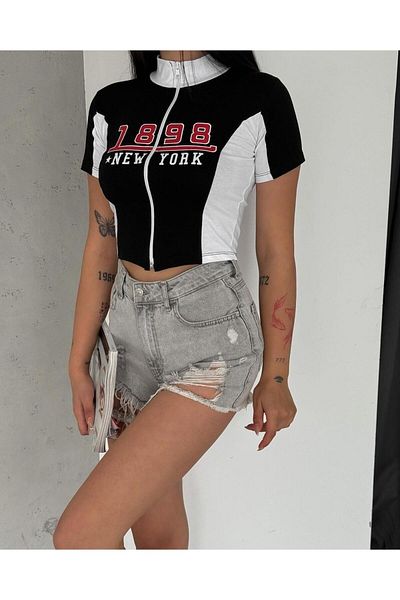 Touz Moda 1898 New York εμπριμέ μπλούζα με φερμουάρ