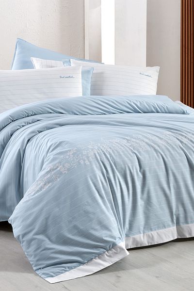 Sarev طقم غطاء لحاف أزرق من Olric King Size - 100% قطن بحجم كينغ