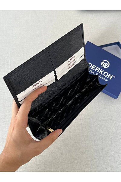 DERKON Black Genuine Leather Polite Women's Wallet