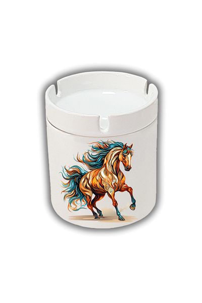 lili hediyelik Running Horse Printed Ashtray Ash Table