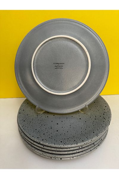 Kütahya Porselen New Corendon Series Grey Patterned 25 Cm Serving Plate 6-Pack