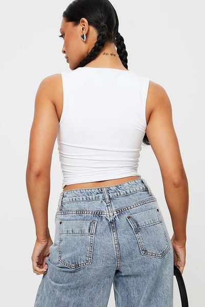 World Fashion Trends Square Neck Crop Blouse with Wide Straps