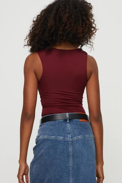 World Fashion Trends Square Neck Wide Strap Crop Blouse