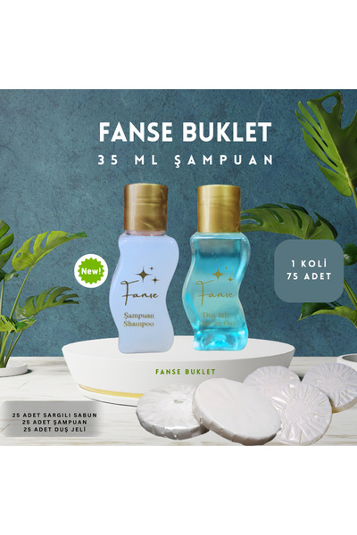 Fanse Otel Temizlik Medikal Malzemeleri TEK KULLANIMLIK OTEL BUKLET 25 ADET ŞAMPUAN S ŞİSE 25 ADET DUŞ JELİ 25 ADET SARGILI SABUN SET 35 ML
