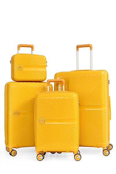 ÇÇS Ultra Hafif Polipropilen Kırılmaz 4 LÜ Valiz Seti + Makyaj Çantası