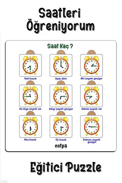 kutuTR Notpa Children's Clock Puzzle - Educational and Good Design