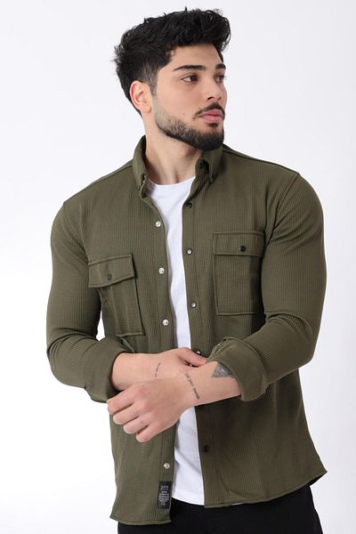 Stilkombin Double Pocket Cover Knitted Shirt XC U16787_40292
