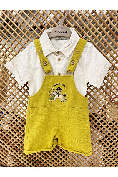 PARK BEBE cocosiss erkek bebek salopet takım 2 parça gömlek tulum %100 pamuk