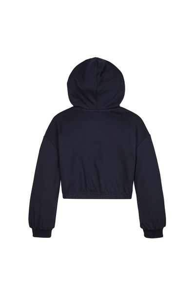Tommy Hilfiger Düz Kız Çocuk Lacivert Sweatshırt CREST LOGO HOODIE