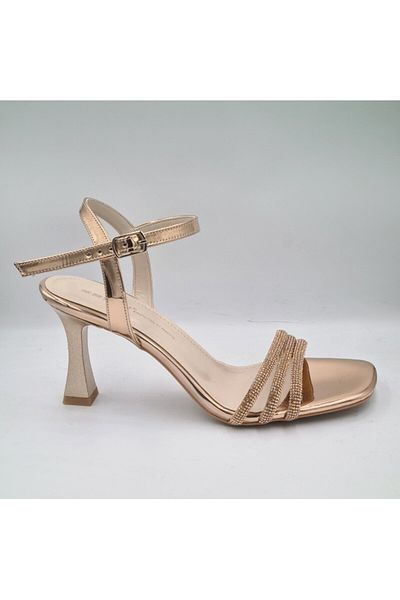ESSTİİ Esstii 17 Rose - Stone Detailed 8cm Women's Evening Dress Heeled Sandals