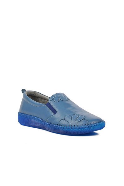 AYAKMOD 04035 Piele naturală albastră - Pantofi ocazional Premium damă