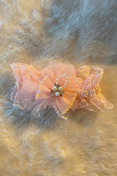 TAKIŞTIR Banda de păr roz pentru copii cu detaliu de piatră