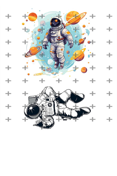 Lyroni Yenilebilir Şeker Kağıt Uzay Astronot Temalı Pasta Süsleme